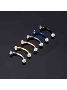 6 cái 16G Trong sáng Khối Zirconia  Ống xâu dây Cong Barbell Lông mày Hạt tai Nhẫn Đồ trang sức xuyên thấu 8mm 10mm - Nhiều màu - Xem 4