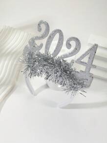 Diadema con flores de galaxia con brillo plateado, estilo de fiesta para Año Nuevo y Halloween