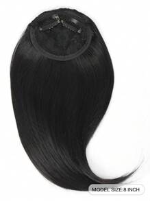 Synthetic Side Bangs Hair Extensions Clip In Side Bangs Fake Fringe Hairpiece High Temperature Black Blonde Wig - Black - View 2