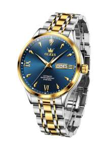 Olevs男士機械手錶品牌豪華休閒時尚男士禮物手錶不銹鋼防水發光男士手錶假日