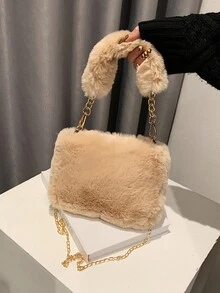 Dung lượng lớn Chuỗi Sang trọng Túi tote đeo vai , Cầm tay Túi đeo chéo , Đúng mốt Mùa thu Và Mùa đông mới Phong cách , Linh hoạt Đối với Sử dụng hàng ngày NỮ - Màu Khaki - Xem 2