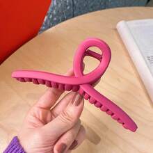 1pc Large Claw Hair Clip In Matte Color Autumn Hair Accessory - Red Violet - View 1