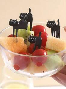 6 Stück Cartoon Tier Katze geformte Obstgabel, Mini Dessert- und Salatgabel, Geburtstagsdekoration für Kinder und Erwachsene, Küche, Weihnachtsgeschenk