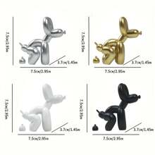 金色創意有趣氣球狗雕塑,現代藝術蹲氣球狗動物裝飾雕像,適用於室內客廳農舍臥室辦公室櫥櫃架子衣櫥裝飾 - 金色 - 查看 3