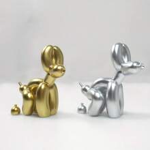 金色創意有趣氣球狗雕塑,現代藝術蹲氣球狗動物裝飾雕像,適用於室內客廳農舍臥室辦公室櫥櫃架子衣櫥裝飾 - 金色 - 查看 4