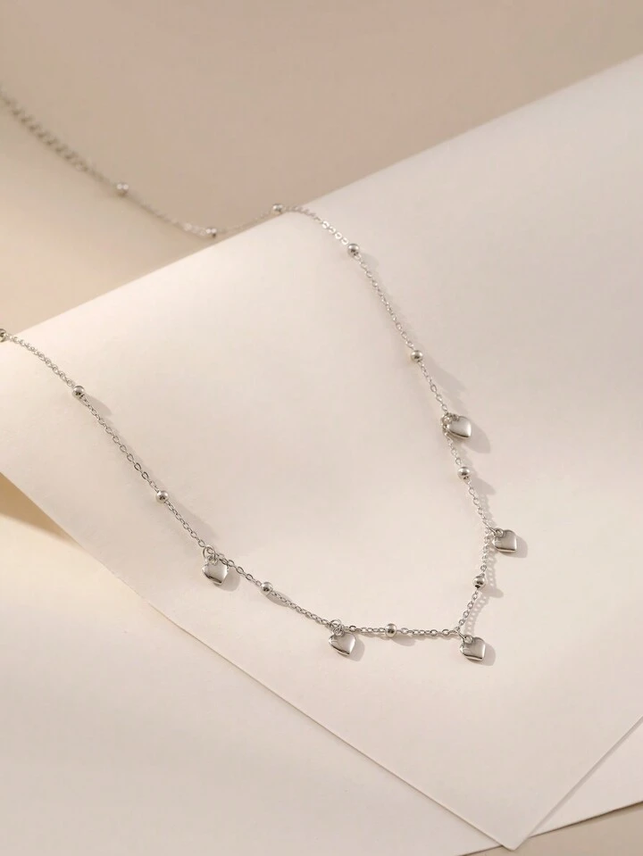 1pc 925 Silver 3d Heart Pendant Suitable For Women's Daily