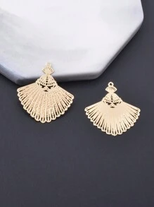 أقراط فضة عتيقة من النحاس الفاخر المفرغة والذهبية الخفيفة مع شكل مروحة وتعليقات الحمام والورق الفضي 10قطع