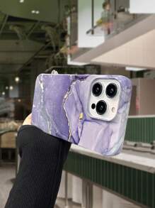 1 Marble Textured Glossy Film Phone Case Compatible With Iphone - Multicolor - View 4