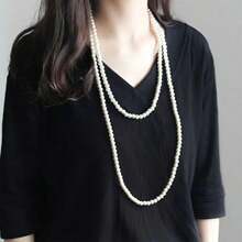 1 Miếng Thanh lịch Ngọc trai giả Đính cườm Dây chuyền Đối với phụ nữ Đối với Bữa tiệc vũ hội Đồ trang trí , Ngày lễ tình nhân Qủa tặng - Màu be - Xem 4