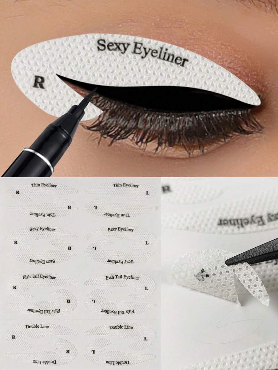 4件套眼线妆容模板卡，眼影线贴纸化妆工具，化妆，便宜，房间装饰，梳妆台，旅行，卧室，化妆配件，便宜，圣诞礼物，化妆，化妆工具，便宜货，礼物，女士礼物，圣诞礼物，赠品，旅行，便宜货，旅行必备 - 白色 - 查看 1