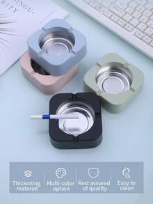 1 件不锈钢烟灰缸，外观精美，方形，防摔设计，适合家庭使用 - 藍色 - 查看 3