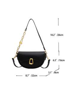 Saddle Bag With Wide Strap For Crossbody - Black - View 7