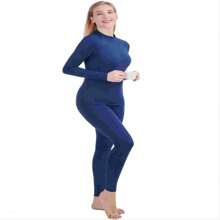 Women's Round Neck Velvet Black Thermal Lingerie Set Winter Pajama Set For Cold Weather, Outdoor Sports, Cold Protection, Warm Bottom, Home Comfort, Stretch Fabric Pajamas, Autumn And Winter Gifts - Blue - View 2
