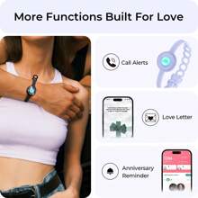 Totwoo Candy Collection-Long Distance Touch Single Bracelet-Colorful Band Bracelet, Vibration & Light Up For Love Couples Bracelet | Long Distance Relationship Gifts For Girlfriend Bluetooth Pairing Jewelry- Stay Connected Anytime, Anywhere - 紫色 - 查看 2