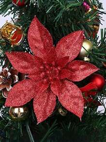 10 件/20 件圣诞花夹，人造一品红花，适用于圣诞树、花环、派对装饰、情人节、礼物