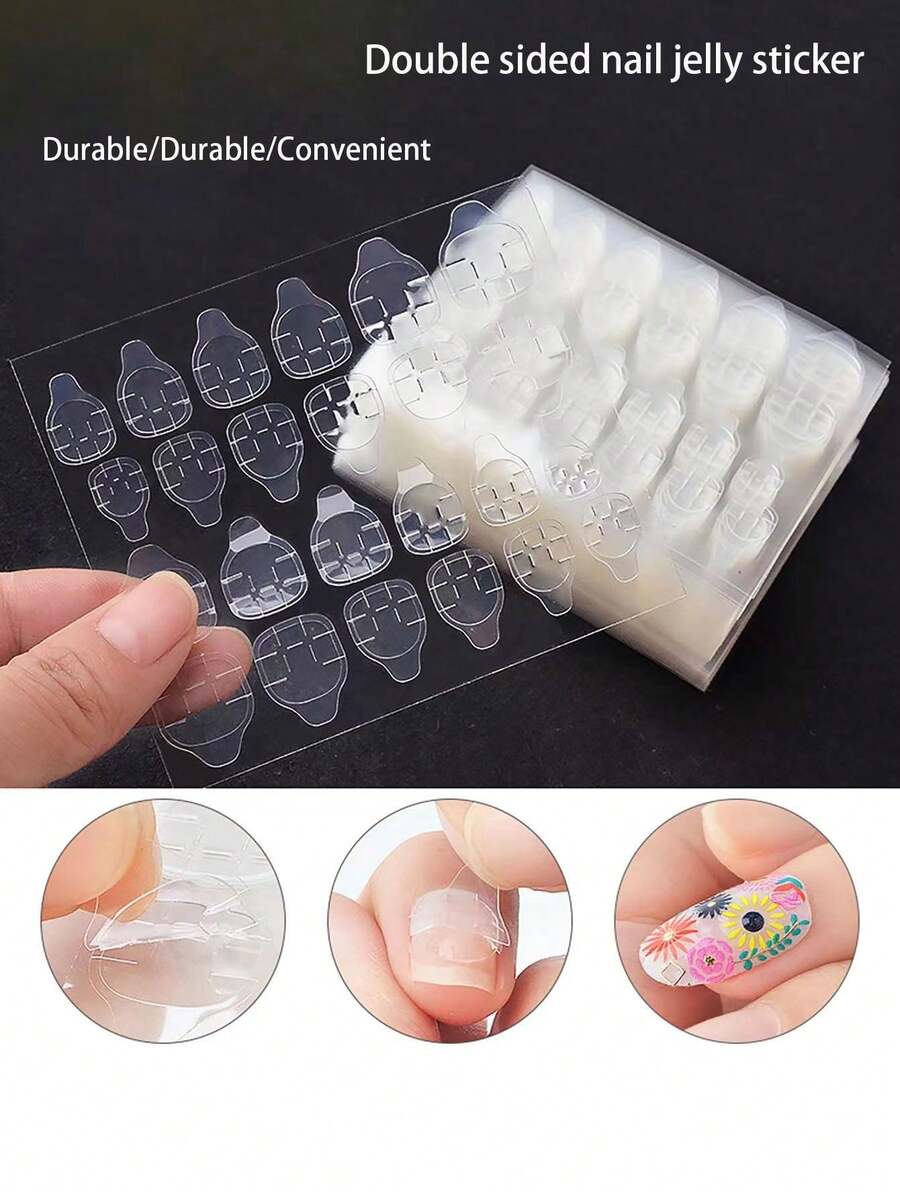 5入組透明強力黏膠凝膠(適用於指甲藝術,指甲貼,防水),24入雙面果凍膠 - 白色 - 查看 1