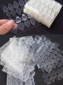 5入組透明強力黏膠凝膠(適用於指甲藝術,指甲貼,防水),24入雙面果凍膠 - 白色 - 查看 5