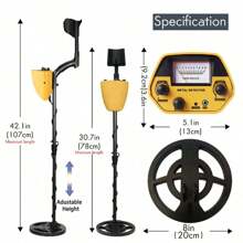 Md-5090 Metal Detector, Waterproof Underground Search Gold Treasure Detector With Display - Yellow - View 5