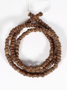 1 串/15 英吋巧克力盤椰殼珠散珠適用於 Diy 珠寶製作工藝品或家居裝飾(3-4 毫米珠子) - 巧克力棕 - 查看 3