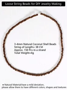 1 串/15 英吋巧克力盤椰殼珠散珠適用於 Diy 珠寶製作工藝品或家居裝飾(3-4 毫米珠子) - 巧克力棕 - 查看 4