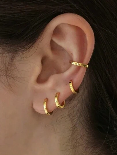 17KM 8入組簡約銅質幾何金屬耳環,適合女性日常佩戴和婚禮禮物