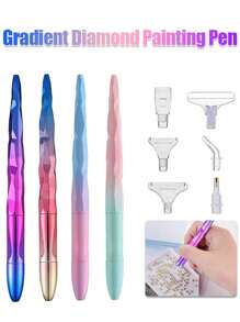 Sparkling DIY Diamond Painting Pen - Wall Art Tool For 5D Embroidery, Nail Art, And Star Sequin Designs - Easy-To-Use Point Drill Pen(1 Pen + 6 Replacable Tips)