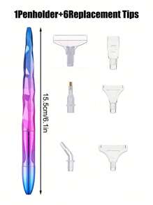 Sparkling DIY Diamond Painting Pen - Wall Art Tool For 5D Embroidery, Nail Art, And Star Sequin Designs - Easy-To-Use Point Drill Pen(1 Pen + 6 Replacable Tips)