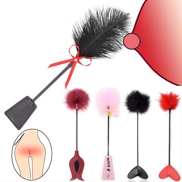 Látigo de plumas artificiales BDSM para cosquillas, juguetes sexuales para mujeres y parejas. Incluye látigo de plumas, látigo de castigo, esposas, espátula de azotes, flogger erótico, juegos para adultos, muebles sexuales, juguetes sexuales para adultos y bienestar sexual.