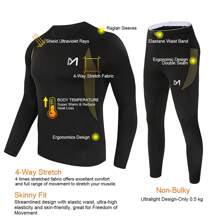 2 Sets Men Thermal Underwear Seamless Long Johns Winter Top Bottom Base Layer Set Sport Long Johns Hunting Gear - BLACK+BLACK - View 5