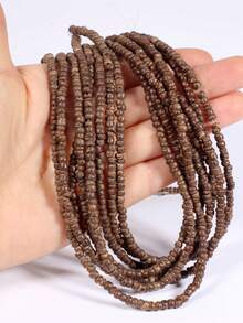 1 串/15 英吋巧克力盤椰殼珠散珠適用於 Diy 珠寶製作工藝品或家居裝飾(3-4 毫米珠子) - 巧克力棕 - 查看 5