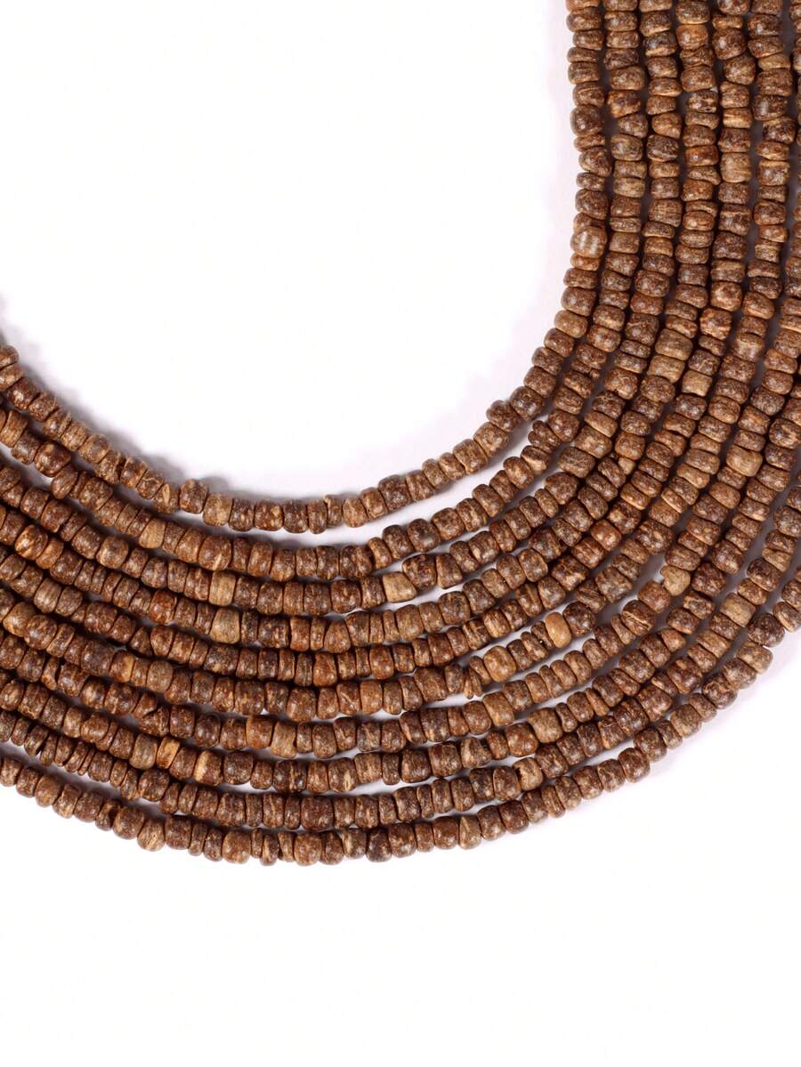 1 串/15 英吋巧克力盤椰殼珠散珠適用於 Diy 珠寶製作工藝品或家居裝飾(3-4 毫米珠子) - 巧克力棕 - 查看 1