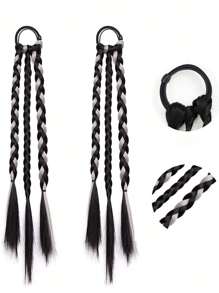 2pcs Girls' Hairband Decorations For All Ages, Suitable For Daily Use - Black - View 1