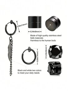 1對簡單時尚不用打洞不銹鋼男士耳夾,日常穿戴禮物