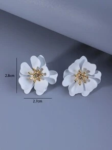 1對女用甜美浪漫鄉村風格白色花朵耳環,適合節日、約會和日常通勤 - 白色 - 查看 5