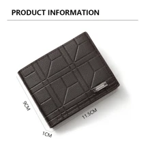 1pc Men's Short Wallet High-end Youth Lychee Patterned Zipper Coin Purse - Black - View 3
