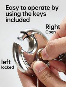 1入組70mm圓型圓盤鎖,不銹鋼圓形鑰匙鎖,附帶3/8英寸的鉤,適用於小屋、儲物單元、車庫和圍欄 - 銀色 - 查看 5