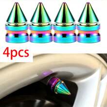 4pcs/set Colorful Aluminum Alloy Car Tire Valve Caps, Universal Fitment - Multicolor - View 1