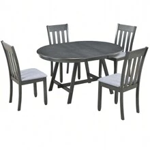 Nestfair 5-Piece Wooden Dining Table Set with 4 Dining Chairs