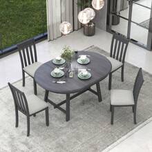 Nestfair 5-Piece Wooden Dining Table Set with 4 Dining Chairs