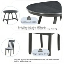 Nestfair 5-Piece Wooden Dining Table Set with 4 Dining Chairs