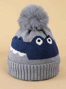 2 Miếng Trẻ em Mùa Đông Mũ , Dày Đan Chống gió Mũ Beanies Mũ lưỡi trai Đối với Thời tiết lạnh - Xám - Xem 4