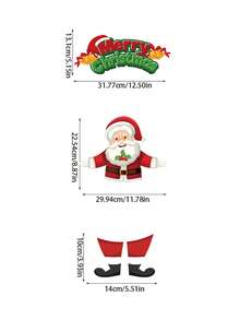 1 Pieza Decoración De Puerta Con Patrón De Dibujos Animados De Santa Claus Y Eslogan - Rojo y blanco - Ver 3