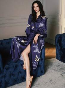 Áo choàng giản dị Nữ Thắt lưng Thú vật Thanh lịch - Màu xanh hải quân - Xem 5