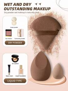 4个化妆海绵+2个化妆粉扑套装，柔软三角矿物粉扑，适用于面部彩妆，可用于膏状和粉状遮瑕膏、散粉等。化妆品，价格实惠，可用于房间装饰、梳妆台、旅行、卧室等场合。化妆配件，粉扑，美妆蛋，粉扑，化妆海绵，价格实惠，圣诞礼物，化妆品，化妆工具，便宜好物，礼物，女士礼物，圣诞礼物 - 彩色 - 查看 2