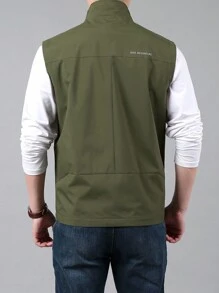 Chaleco Cargo Multibolsillos Para Hombre Para Pescar Al Aire Libre - Verde militar - Ver 2