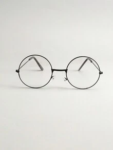 男女復古圓形眼鏡框,韓式學生平光眼鏡框,復古金屬圓形眼鏡框 - 無色 - 查看 3
