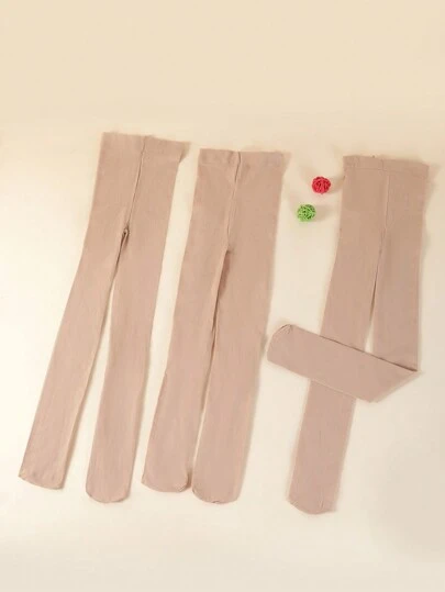 3pairs/ Pack Ultra-Thin Breathable Seamless Tights For Children, Anti-Hooked Design For Dance And Daily Wear, Spring And Autumn