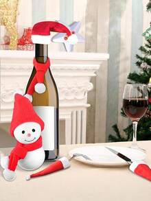 2入組迷你聖誕聖誕老人帽和 2入組迷你聖誕圍巾適用於聖誕銀器架、糖果套、酒瓶套聖誕派對用品餐桌裝飾 - 彩色 - 查看 4