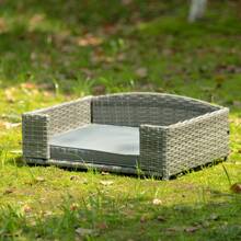 Dog Bed, Pet Bed, Pet Enclosures, Pet Outdoor Furniture, Pet Patio Furniture, Seasonal PE Wicker Pet Furniture, Dog Bed With Cushion - 淺灰色 - 查看 3