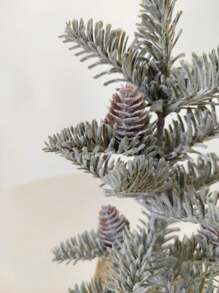 1 件 13 英寸（32 厘米）人造松针和松果以及粗麻布底座盆栽植物装饰，适用于商店橱窗、家居、节日、婚礼室内和室外场景的最佳礼物